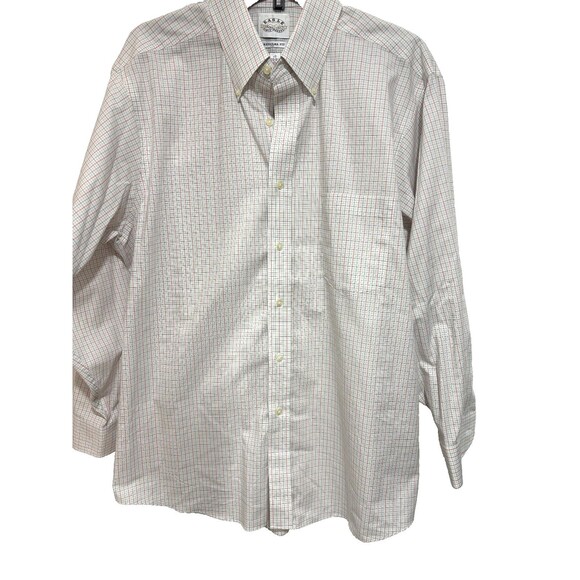 Eagle Shirtmakers Button Down Shirt Plaid White Blue Red Long Sleeve Sz 17 32/33 - Picture 2 of 5